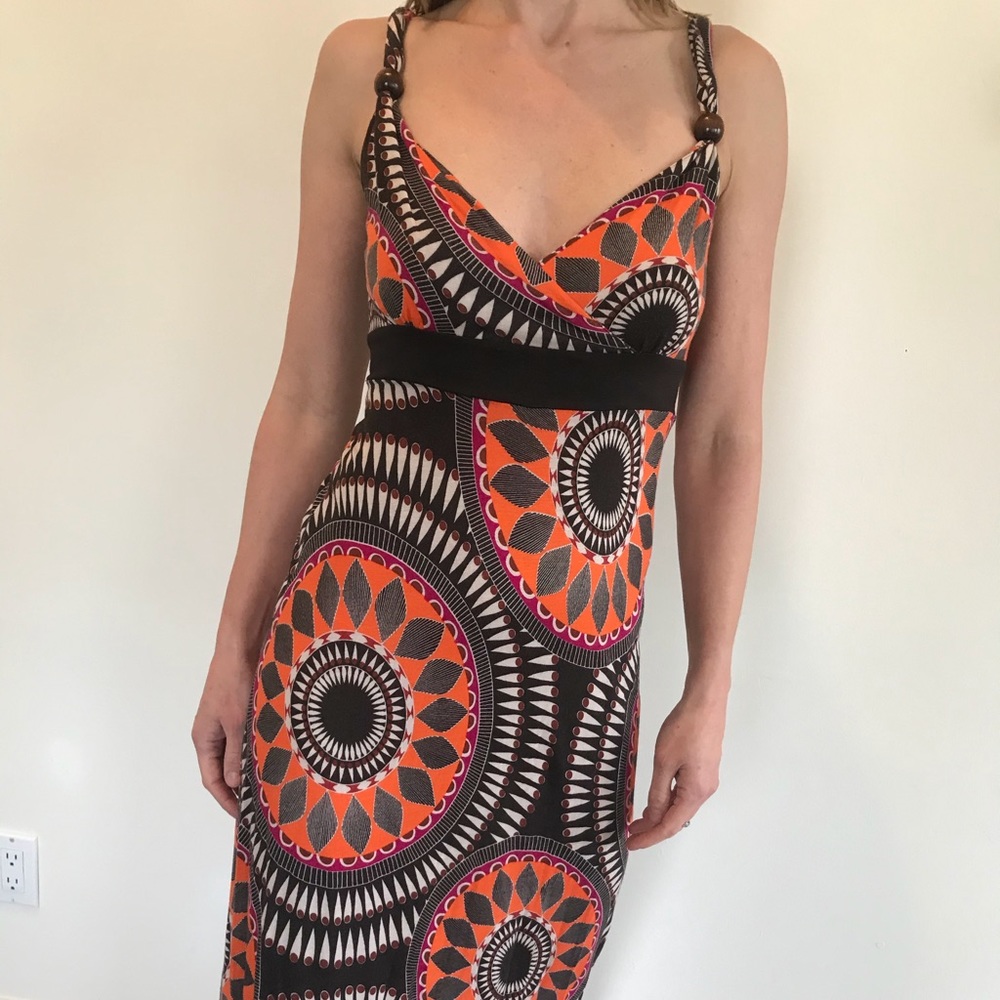 Monsoon Orange and Black Maxi Dress